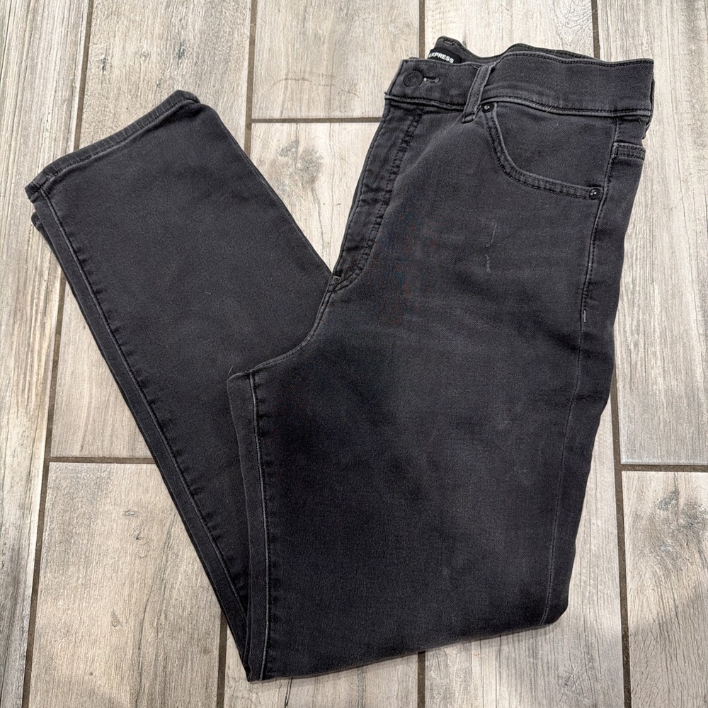 EXPRESS BLACK STRAIGHT LEG JEANS, WOMEN SIZE 10R stretch